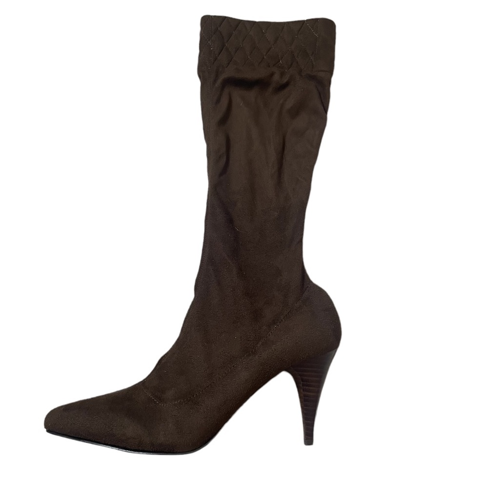 Vintage: Pazzo boot socks heeled chocolate brown suede like stretch knee high